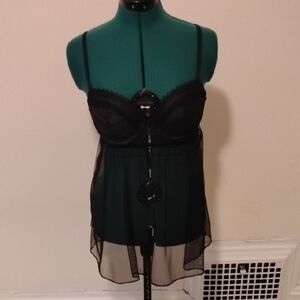 Victoria's Secret Black Lace Babydoll Lingerie Sz 36C